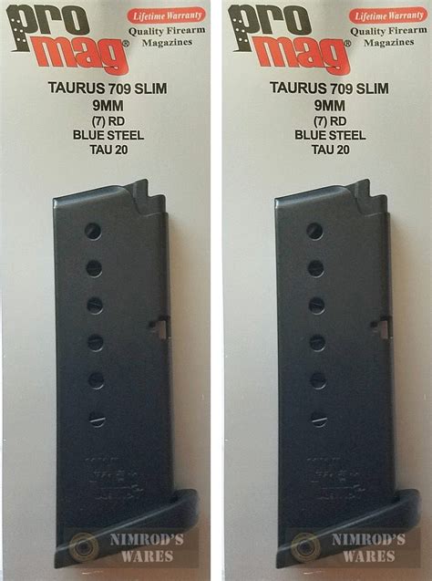 The magazine on the LEFT is the newer MidwayUSA Taurus Factory Magazine, and the one on the RIGHT is one of the magazines that came with the pistol. . Taurus 709 slim 9mm 30 round magazine